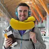 U Shape Neck Pillows For Travel Foam Ice Silk Fabric Neck Pillow hook and loop fasteners Stowable pillow for car home 3