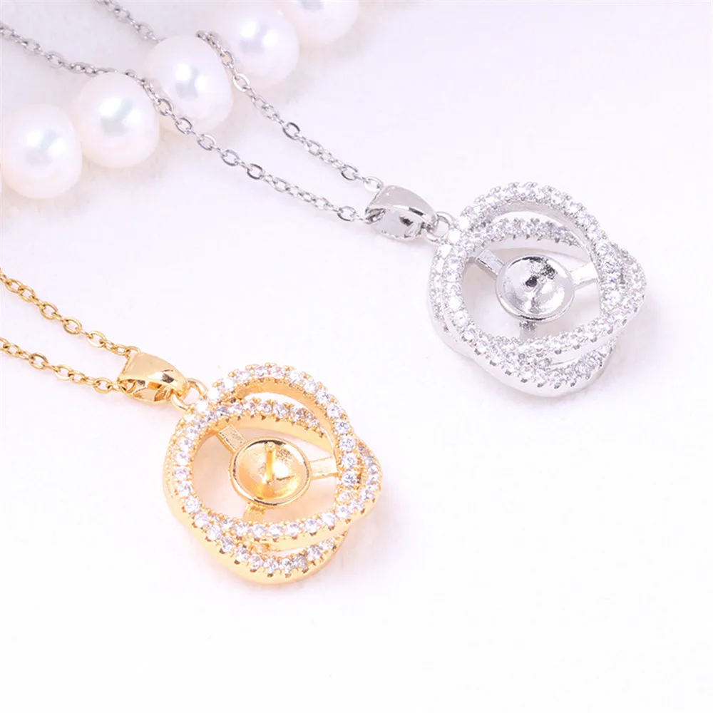 Domestic 14K Gold Wrapped New Simple Bird's Nest Pearl Pendant Necklace Empty Pearl Jewelry DIY Accessories Female