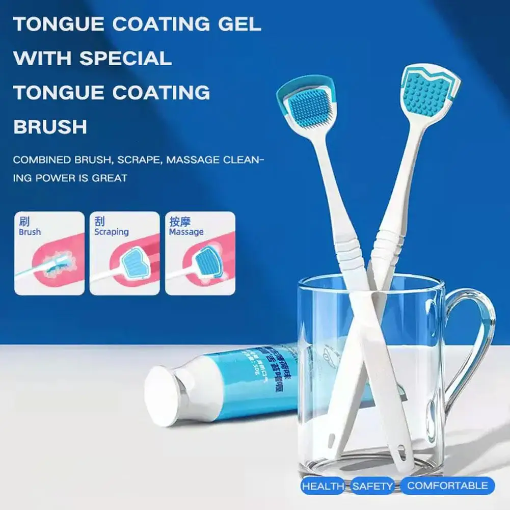 Gel detergente per lingua, detergente per la lingua, con spazzolino per l'igiene orale sana, alitosi per adulti_voghion.com