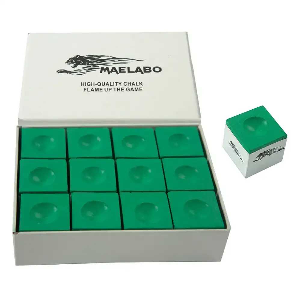 12PCS/Set No-slip Billiard Chalks Pool Cue Stick Chalk Snooker Easy Powder Billiard Chalk Pool Accessories Green