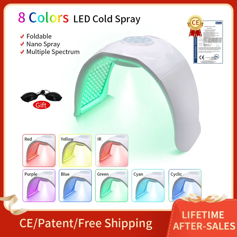 8 Color PDT LED Facial Mask Photon Skin Rejuvenation Machine Red Light Therapy Anti-Acne Anti-wrinkle Lighten Freckle Home Use
