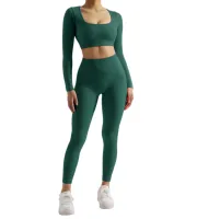 2PCS Yoga Suit Women Sports Set Quick-Drying Gym Set Tracksuit Running Workout Long Sleeve Sports Shirt Yoga Set Yoga Clothing - Image 5