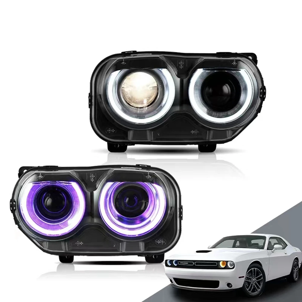 RGBLEDHeadlightAssemblyForDodgeChallenger20152019LEDDaytimeRunningLightSequential