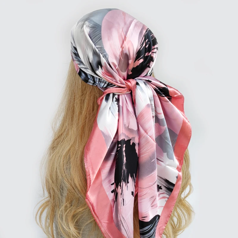 Silk Square Scarf Women Satin Shawl Wrap Hijab Female Hair Band Wrist Luxury Headkerchief 90*90cm Echarpe Bandana silk scarf women scarves