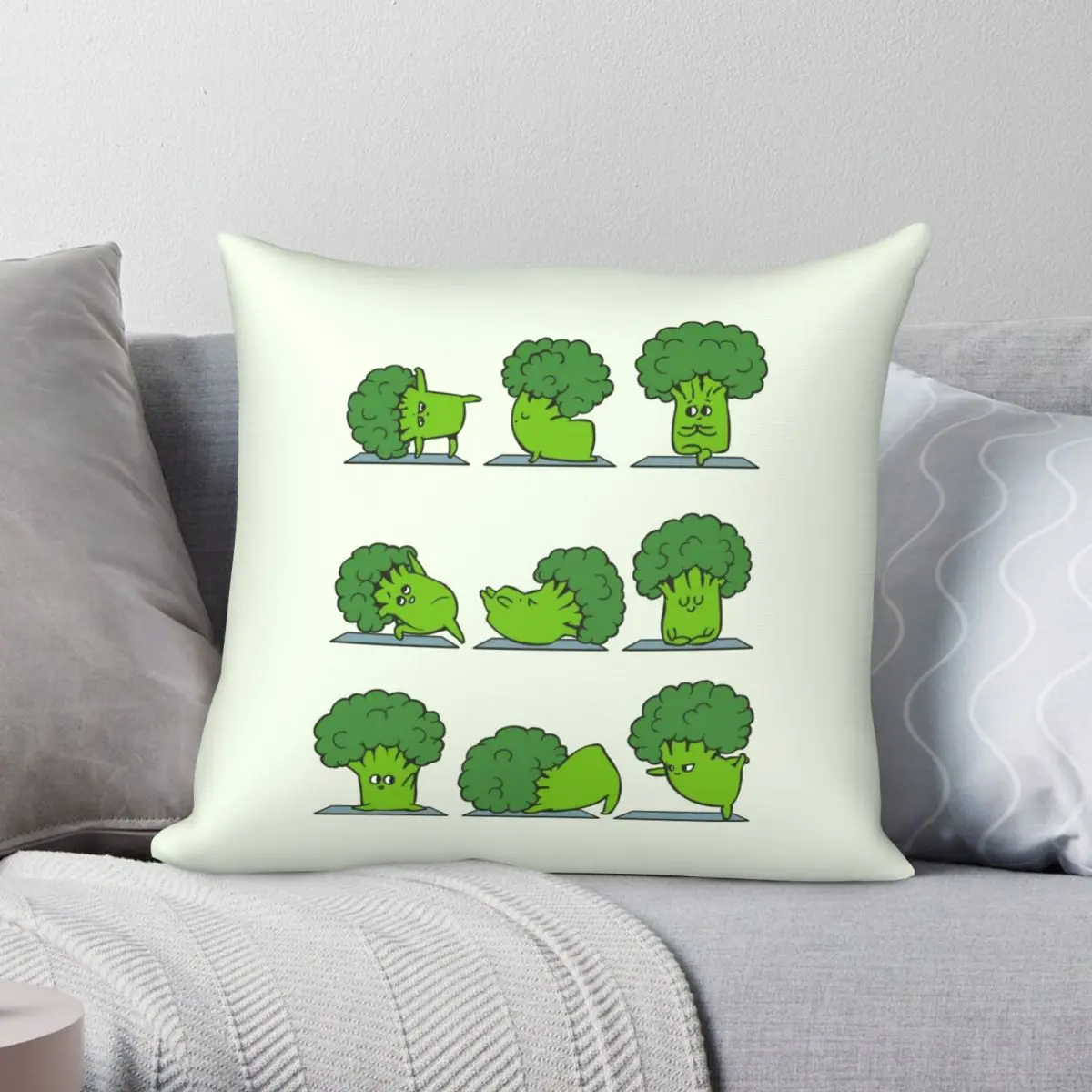 

Broccoli Yoga Pillowcase Polyester Linen Velvet Printed Zip Decor Throw Pillow Case Sofa Seater Cushion Cover Wholesale 45x45