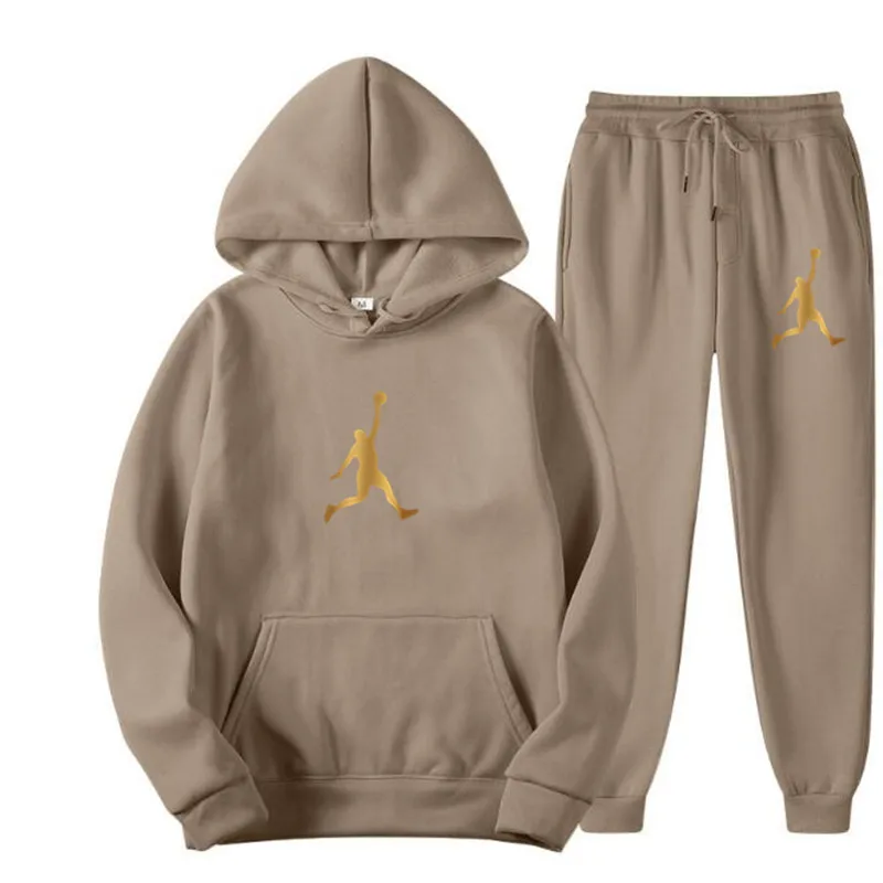 Conjunto de 2 piezas de otoño con estampado de letras, sudaderas con capucha de marca de tendencia para hombre y mujer, sudaderas con capucha y tops de forro polar, jersey de alta calidad, traje de hi