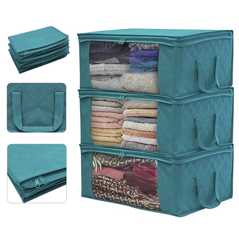 3Pcs Clothes Storage Bag Blanket Quilt Closet Box Home Organizer