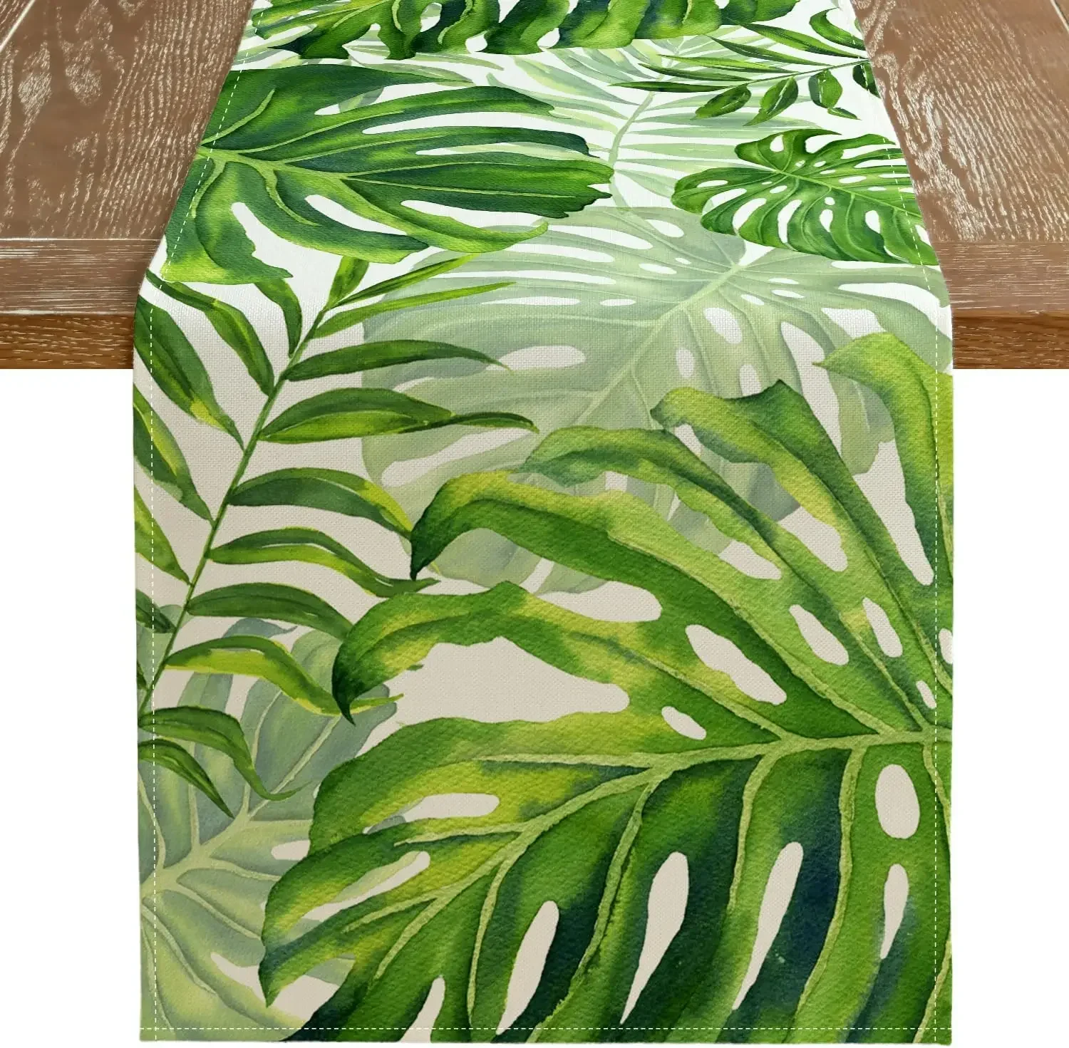 Palm Leaf Linen Table Runner for Macrame Table Runner Summer Holiday Party Decor Kitchen Dining
