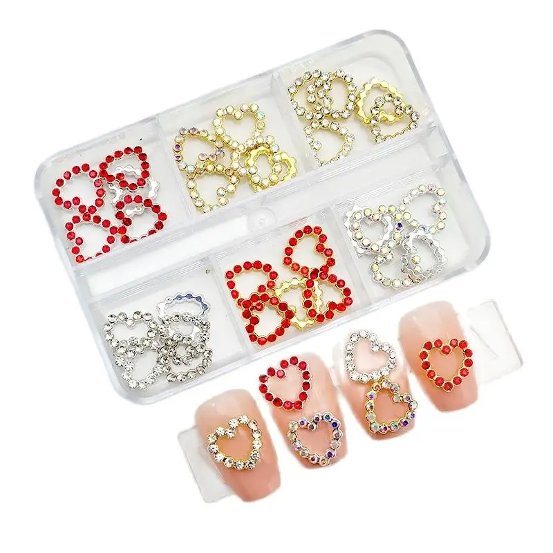 6 Grids Nail Rhinestones Saturn Planet Cross Nail Charms Jewelry Luxe Nail Parts Diamond Crystal Nail Art Decoration Accessories 4