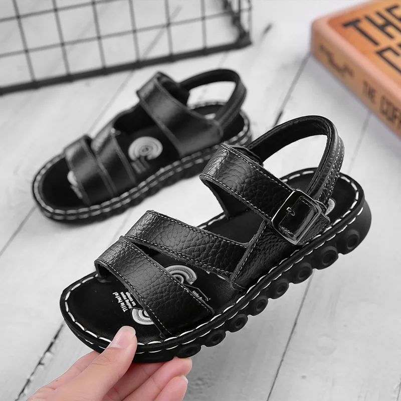 Summer Children Sandals Fashion Sneakers Lightweight Non-slip Soft Bottom PU Leather Boys Comfortable Shoes