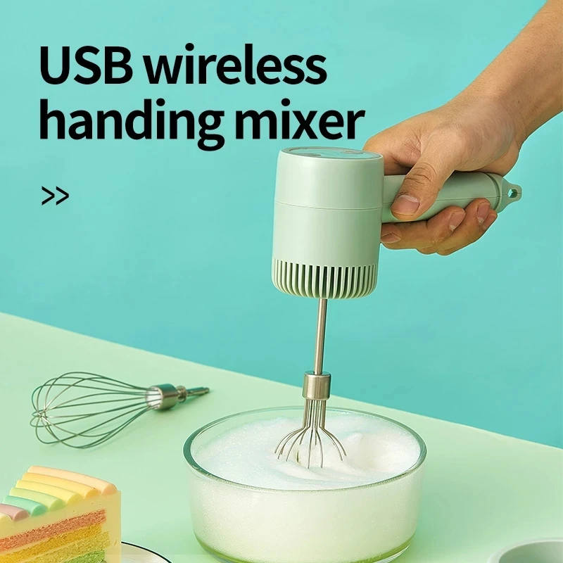 Wireless 3 Speed Mini Mixer Electric Food Blender Handheld Egg Beater  Automatic Cream Food Cake Baking