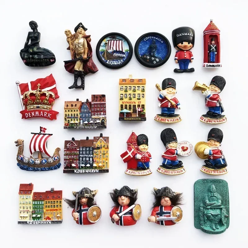 Nordic Denmark Fridge Magnets magnetic fridge magnets magnetic sticker magnetic fridge stickers refrigerator decor Decorative Crafts Collection Gift Copenhagen Royal Crown Tourism Memorial Refrigerator Stickers