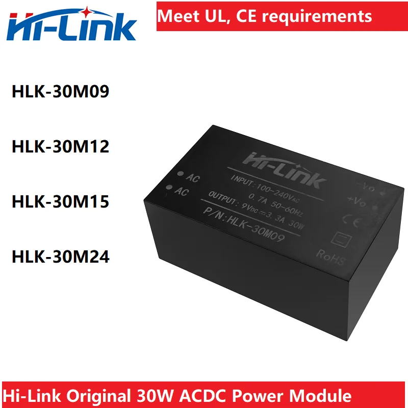 

Hi-Link Original ACDC 220V to 9V 12V 15V 24V 2.5A 30W 3300mA 2500mA 2000mA 1250mA power supply module 30M09 30M15 HLK-30M12