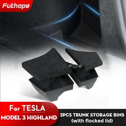 Futhope Rear Trunk Storage Box For 2020- 2024 Tesla Model 3 highland Space Fire Extinguisher Partition Decoration Accessories