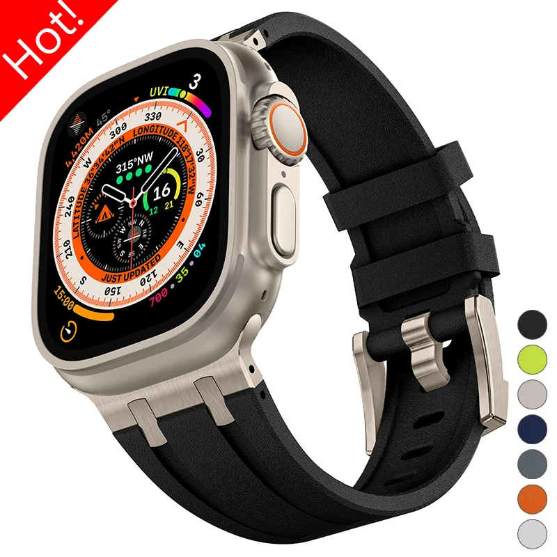 

Silicone Strap for Apple Watch Ultra 2 Band 49mm 45mm 41mm 44mm 42mm Sports Soft Bracelet for IWatch Series Ultra 9 8 7 6 SE 5 4