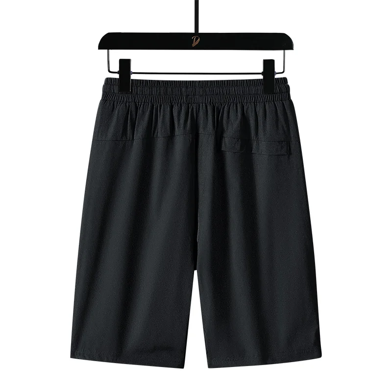 Men Shorts Ice Silk Stretch Pants 6XL 7XL 8XL Plus Size Summer Beach Quick Dry Breathable Sport Trousers Brand Running Black 4