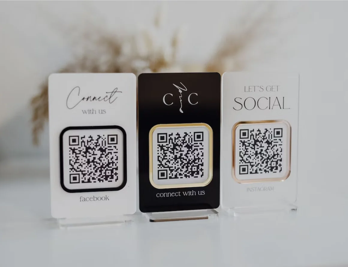 QR Code Sign Mini Stocking Stuffer,Scan to Pay Sign,Instagram Qr,QR Code Sign Custom, Clear Acrylic Custom Sign