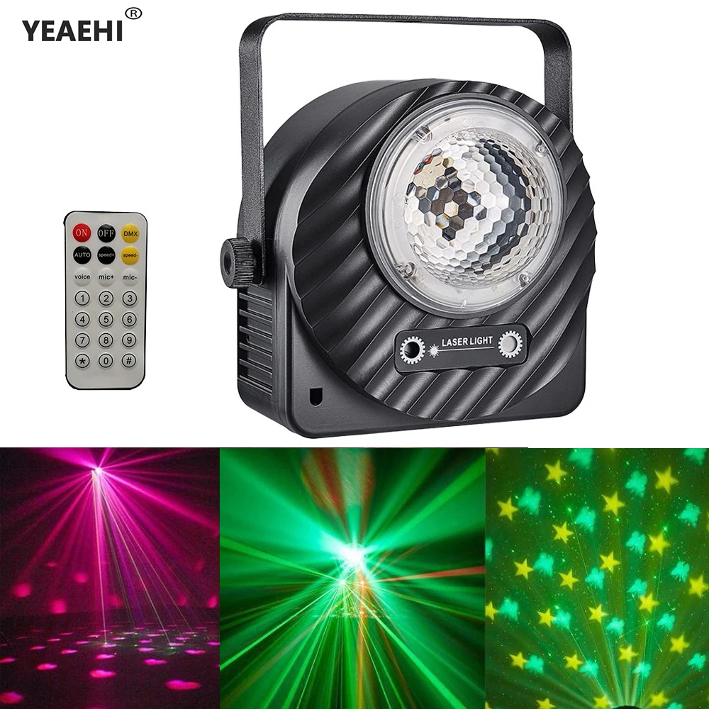 

2IN1 LED Magic Ball Strobe Red Green Laser Patterns Projector DMX Stage Lighting Effect Disco DJ Party Lights For Party Holiday