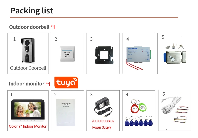 7 Filaire Interphone Sonnette Vidéo avec Caméra IR pour Maison/Appt.  6957485906843