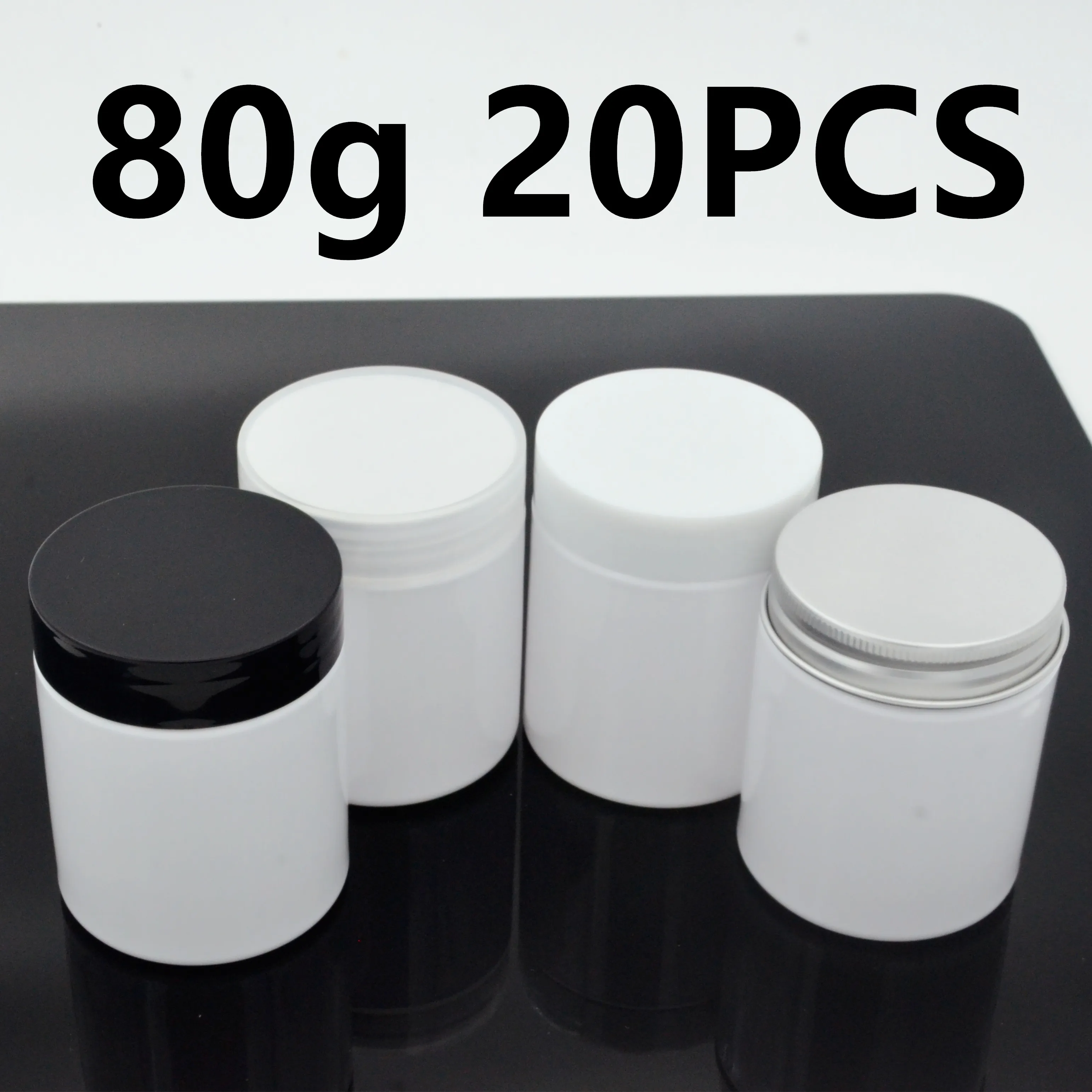 

20PCS 80g White Plastic Cosmetic Cream Lotion Jar With Gasket Cover Lid Filling Travel Bottle Empty Small Capacity