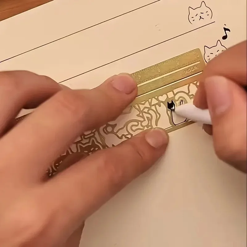Cat-Shaped Template Ruler 2pcs/1pc Cute Double-Sided Bookmark Precision Stationery For Diaries Planners & Note-Taking