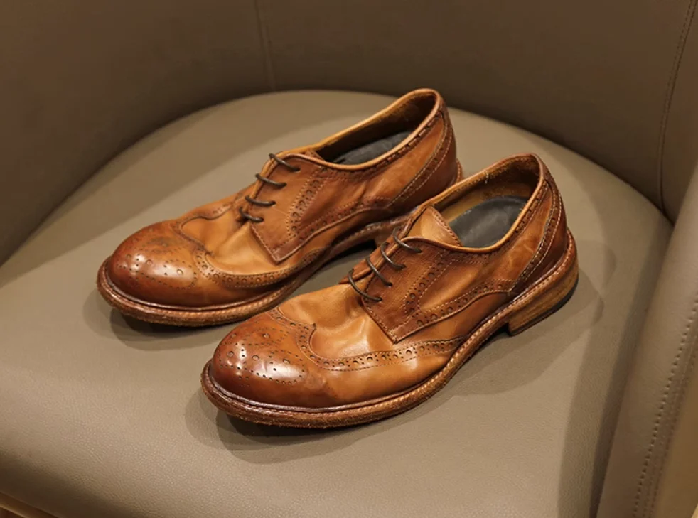 Handmade British Brogue Derby Shoes