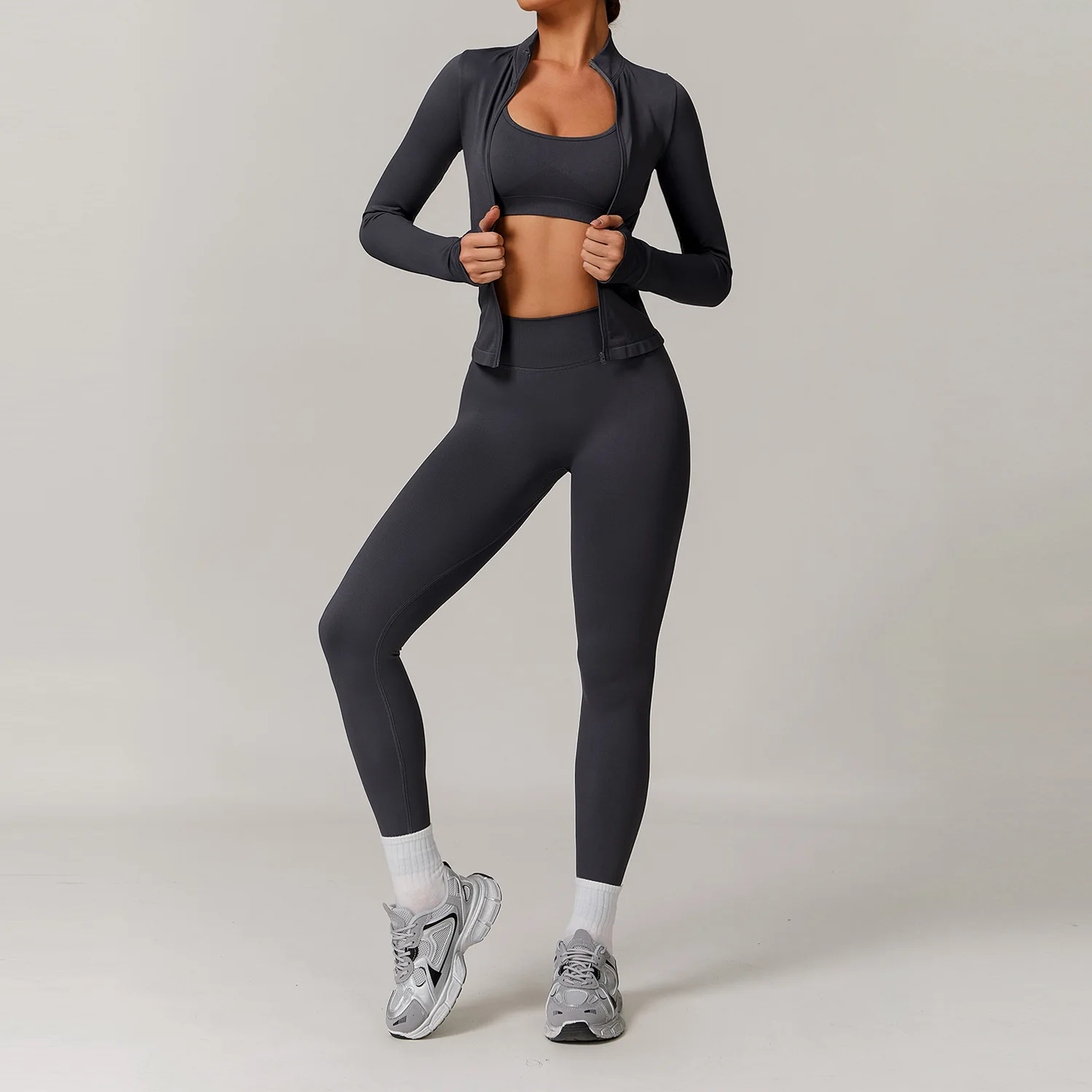 Yoga Set 2/3PCS Gym Clothes Sportswear For Women Long Sleeve Crop Top Fitness Set Tracksuits Sports Bra Gym Leggings yoga set sports set gym workout set sportswear set fitness set sports bra set yoga pants set