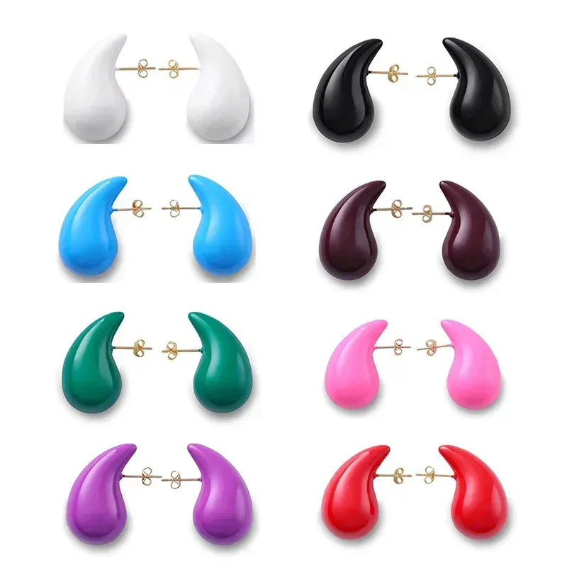 Moda Europea Y Americana Popolare Venta Caliente Para Mujeres Densamente Sólido Oro Anillo Ligero Gota De Agua Forma Hueco Esmalt