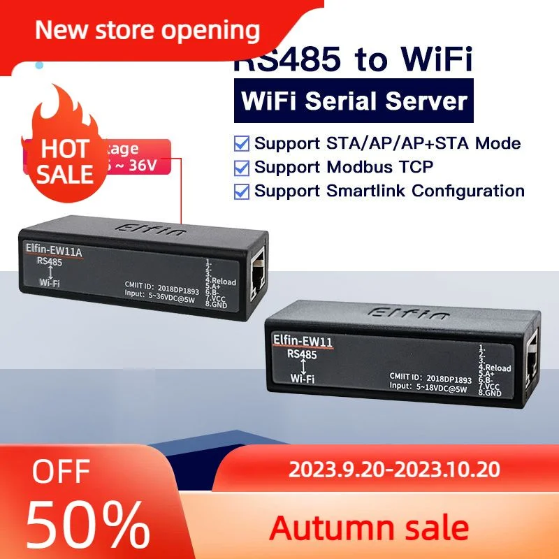 

5 ~ 36 в самый маленький Elfin-EW11A беспроводные сетевые устройства Modbus TPC IP Функция RJ45 RS485 для Wi-Fi последовательного сервера DTU