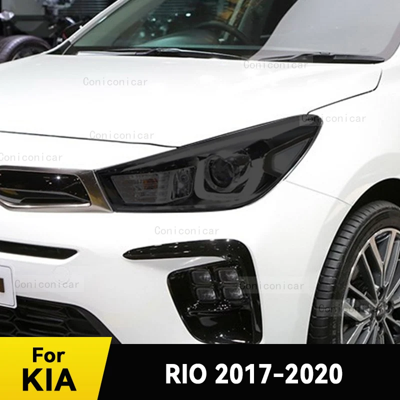 

Для автомобильных фар KIA RIO 2017, 2018, 2019, 2020, Черная защитная крышка из ТПУ, передняя зеркальная пленка, меняющая цвет, стикер, аксессуары