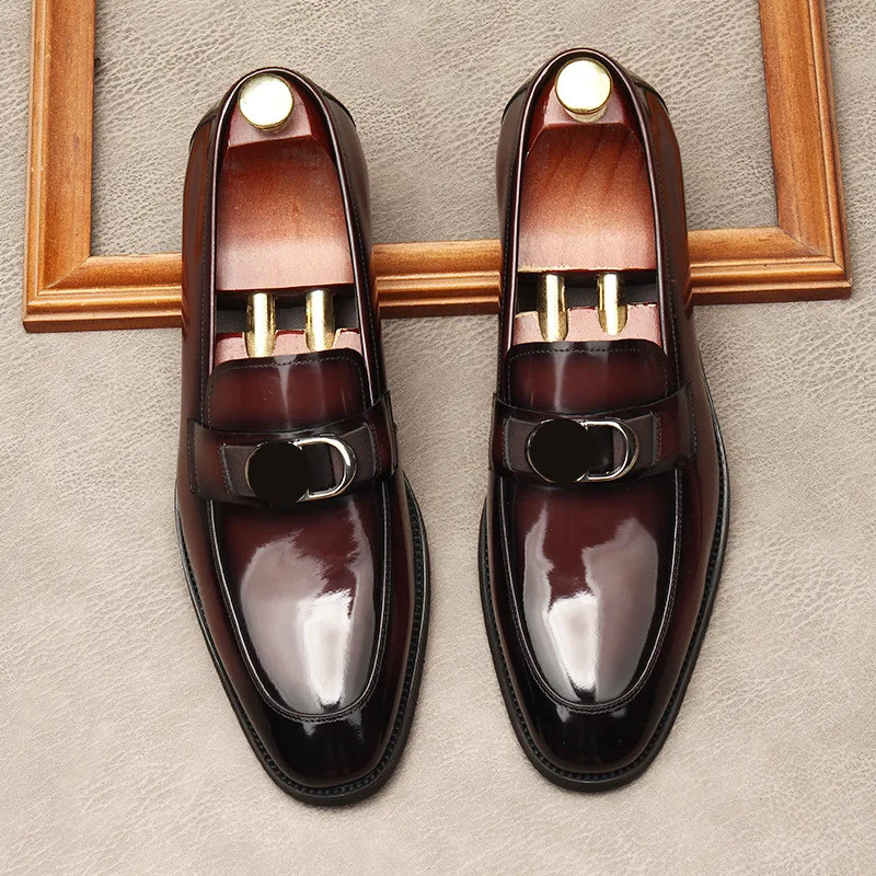 Men's shoes overshoes lacquered leather work wear formal wear high-end wedding shoes large style