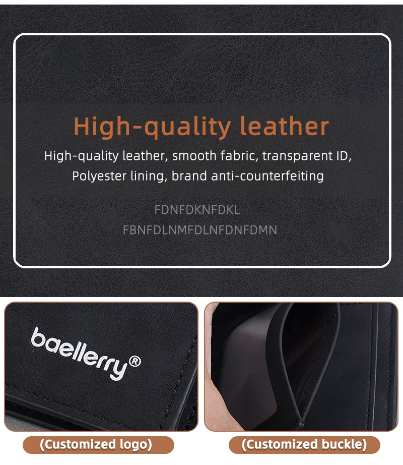 Baellerry Hohe Qualität männer Kurze Brieftasche Foto Halter Einfache Dünne Männliche Münze Brieftasche Karte & ID Halter PU Brieftasche Für männer – Detail 3