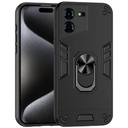 Enhanced Armor Cover with Magnetic Ring Stand - Full Protective Back Phone Case for TECNO POVA 5 (Black)