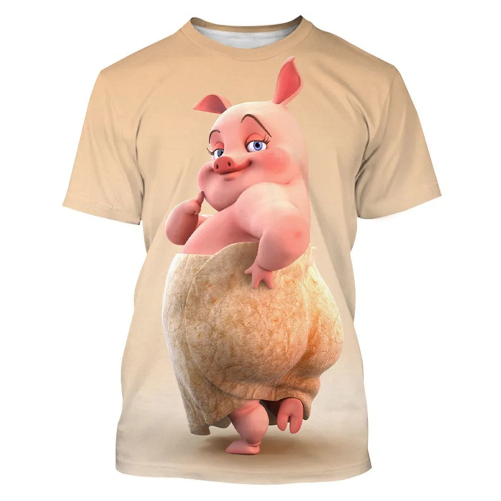 

Funny Piggy 3D Print Man/ Women Personality Fashion Round Neck T Shirts Kids Short Sleeve Tops Oversize Short Sleeve T-Shirt Men