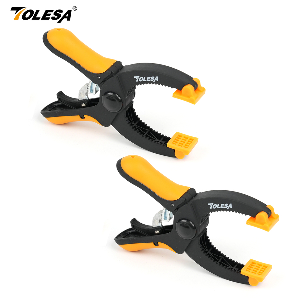  TOLESA 5-Inch Ratcheting Hand Clamps Set 2/4PCS, 1.55-Inch Jaw Opening with Powerful Clamping Force for Gluing Securing 