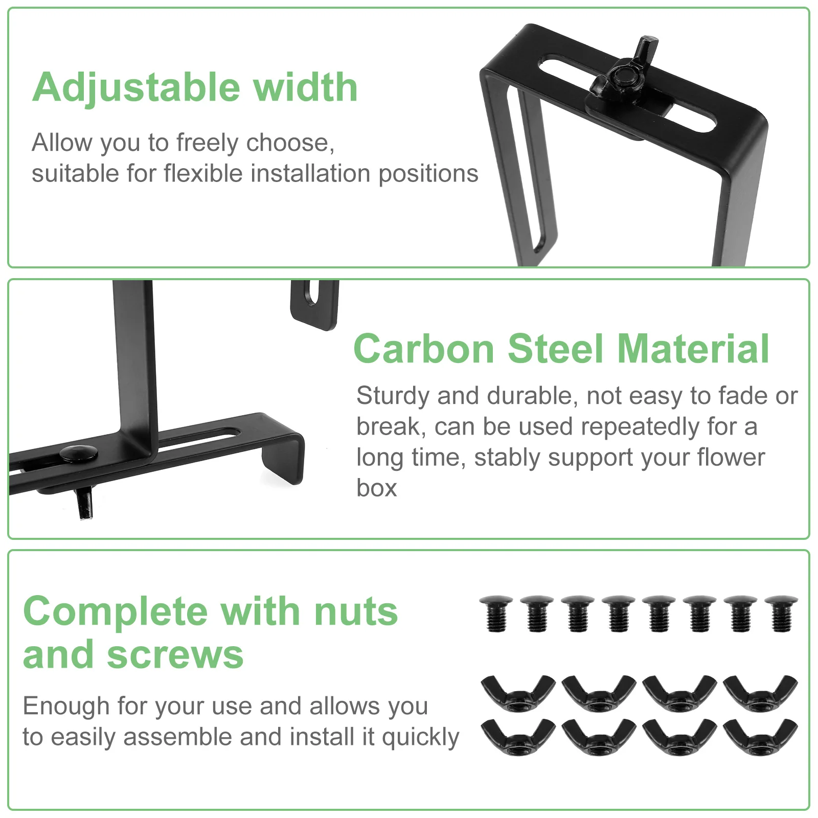 Heavy Duty Carbon Steel Adjustable Planter Box Brackets