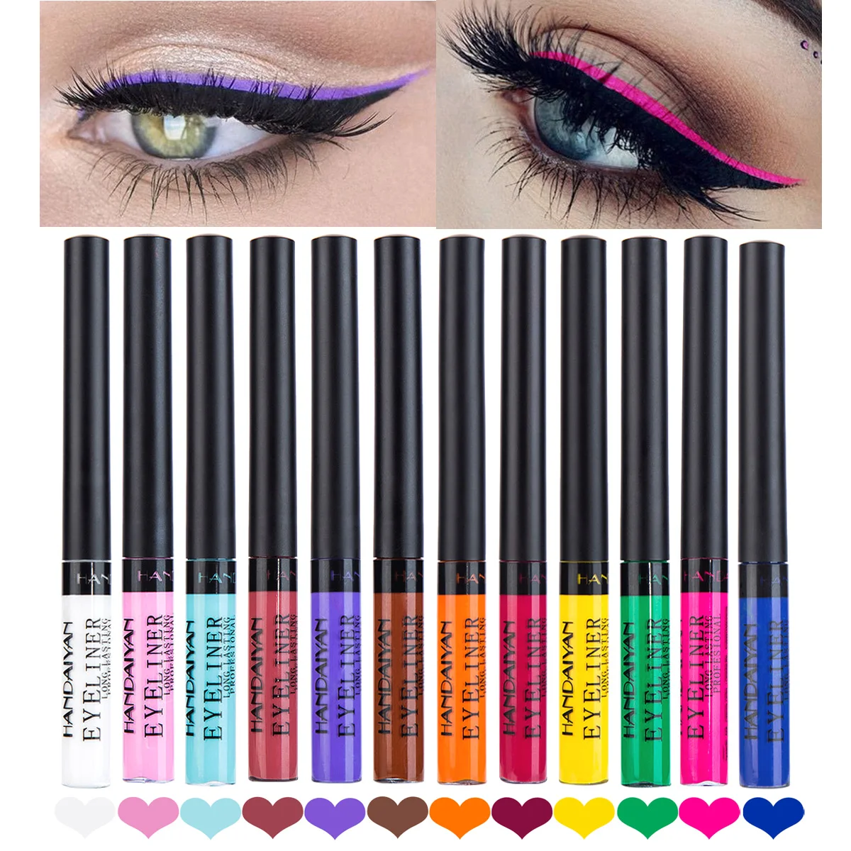 Colorful Eyeliner Pen Eyes Makeup White Pink Waterproof Liquid Color