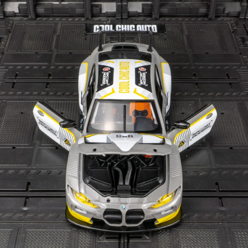 1:24 BMW M4 GT3 Alloy Sports Car Model Diecasts Metal Track Racing Car Model Simulation Sound and Light Collection kids Toy Gift 6