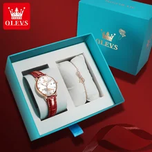 

OLEVS fashion women's watch waterproof heart-shaped diamond women's watch Valentine's Day gift luxury brand leather red quartz