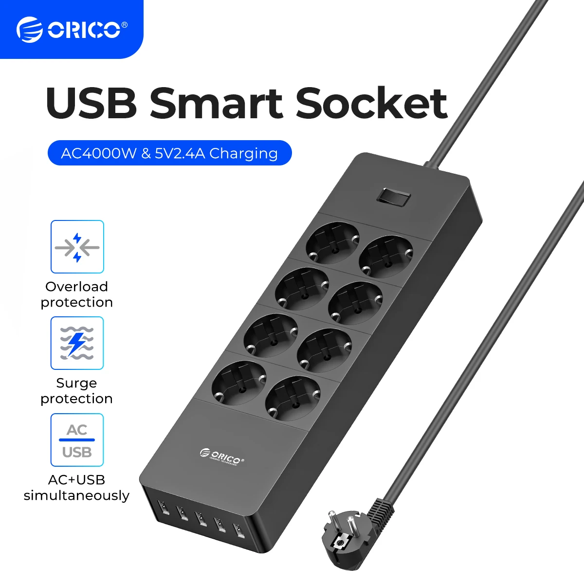 ORICO áram csík vel kiterjesztése Vezeték Elektromos sockets vel USB ports számára haza Hivatali székhely Puffad Hátvéd smare hálózati Szűrőkészülék