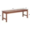3 Person Outdoor Patio Chevron Wood Dining Bench All Weather Backyard Conversation Garden Poolside Balcony 53 Inch Brown 3