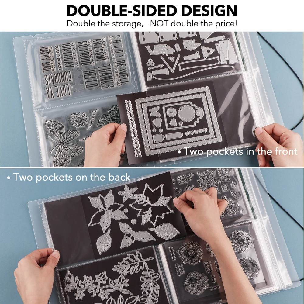 Large Clear Stamp & Cutting Dies Storage Book Organizer Folder 8.1x11inch Sticker Storage Album Magnetic Sheets for DIY Crafts