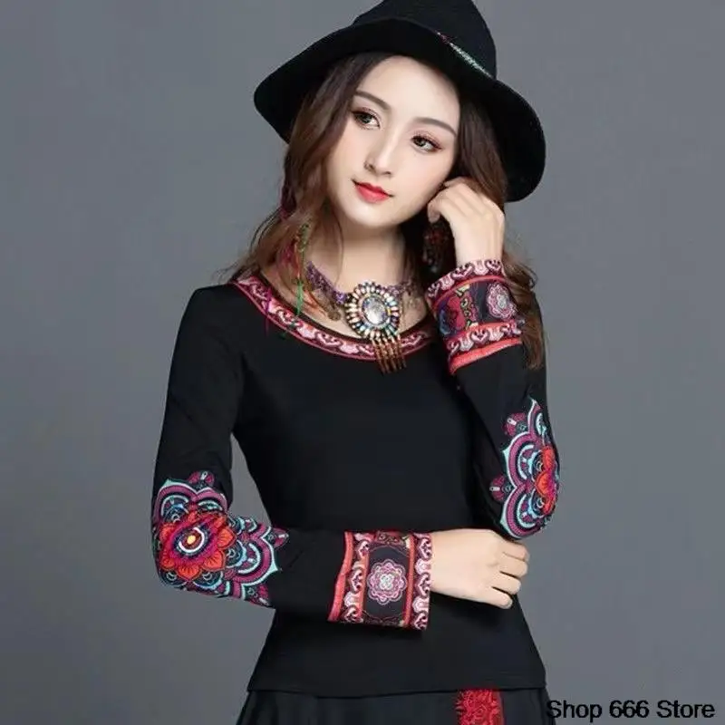 

New Loose Autumn and Winter Women's Retro Chinese Dress Fat MM Cheongsam Sweatshirt Pullover Traditional Women's Dress Black Top