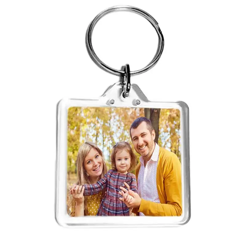 

Clear Acrylic Photo Frame Keychain Insert Photo Keychain Gift For Women Men Kids Personalizzed Keyring Custom Logo Keychain