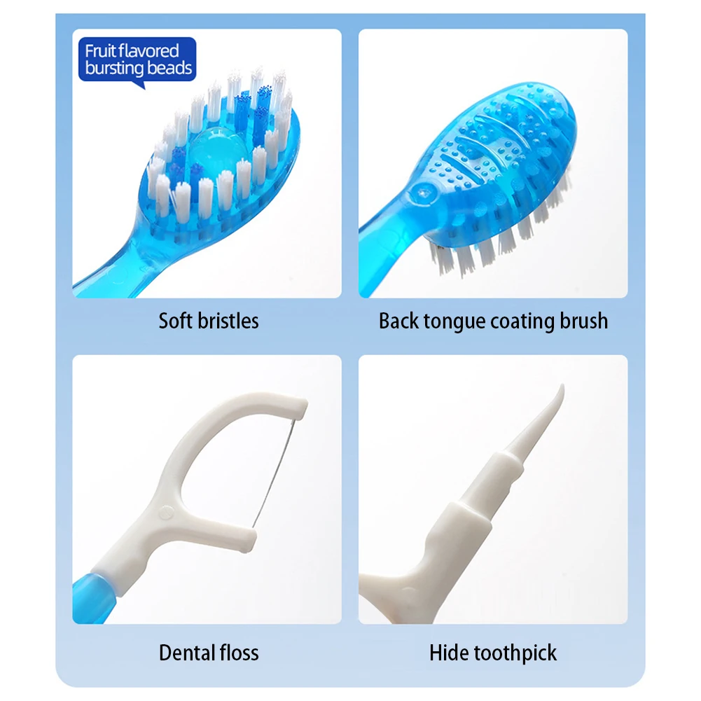 New Disposable Mini Pop-up Toothbrush - Multi-functional Dental Floss - Freshens Breath Cleanses The Mouth Toothbrush