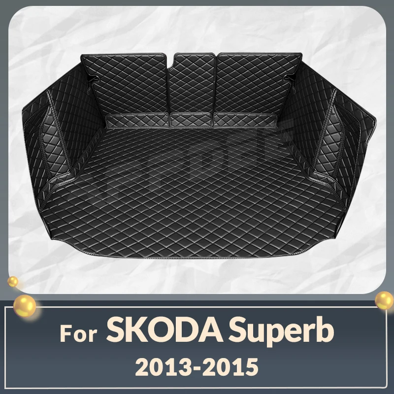 

Auto Full Coverage Trunk Mat For SKODA Superb 2013-2015 14 Car Boot Cover Pad Cargo Liner Interior Protector Accessories