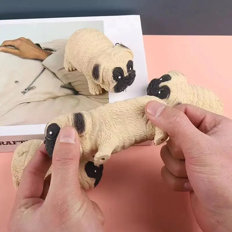 

Soft Cute Realistic Silicone Bulldog Soft Animal Stress Relieve Kids Adult Toy Animal dog Toy Fun pinch Slow recovery style toys