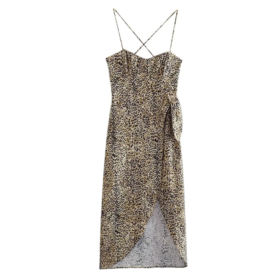 

Jenny&Dave High Street Sexy Leopard Print Sling Dress For Women Fashion Ladies French Summer Dress