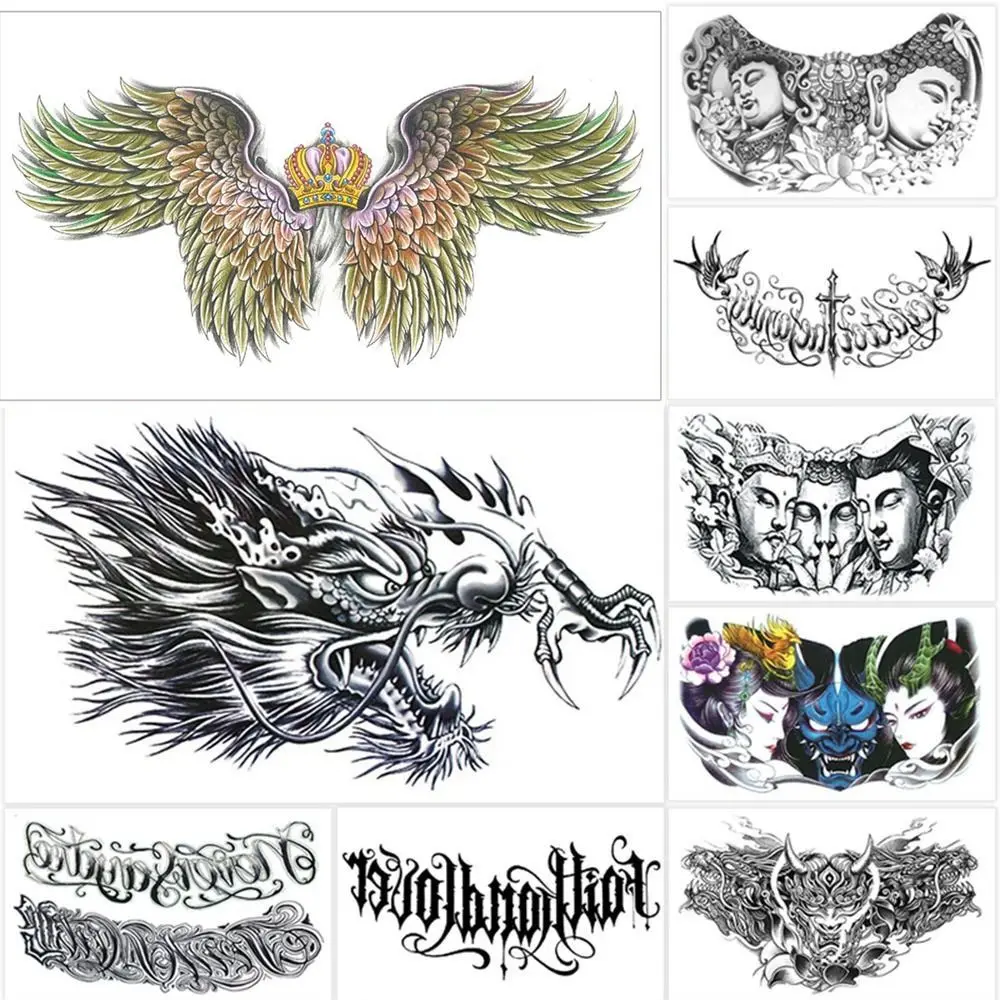 Dragon Temporary Tattoo Stickers Long Lasting Waterproof Dragon Head Stickers Anti Sweat Cool Dragon Head Chest Stickers Women
