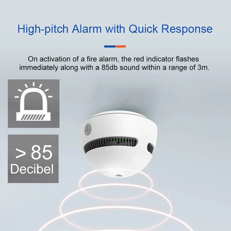 Tuya Smart WiFi Smoke Detector 10 year Lithium Battery Operated Wireless Photoelectric Fire Protection
